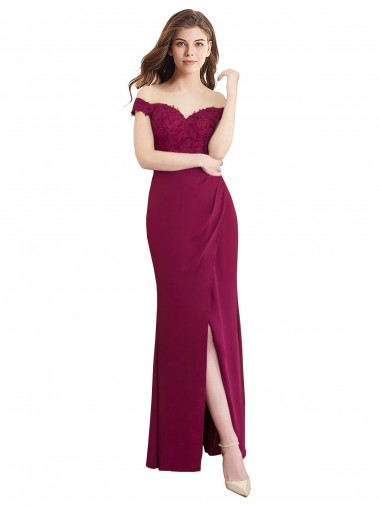 Sleeveless Off the Shoulder Soft Chiffon & Lace Mermaid Bridesmaid Dress / Formal Dress Brisbane