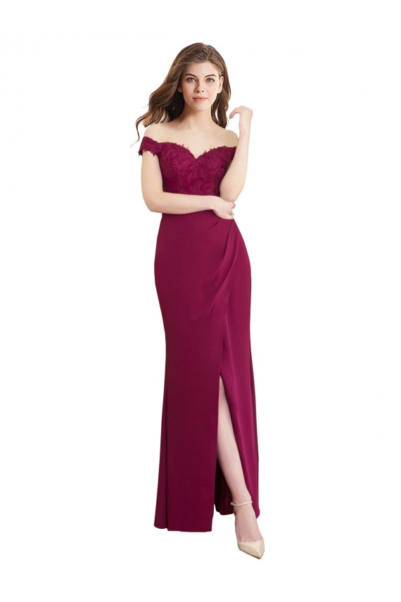 Sleeveless Off the Shoulder Soft Chiffon & Lace Mermaid Bridesmaid Dress / Formal Dress Brisbane