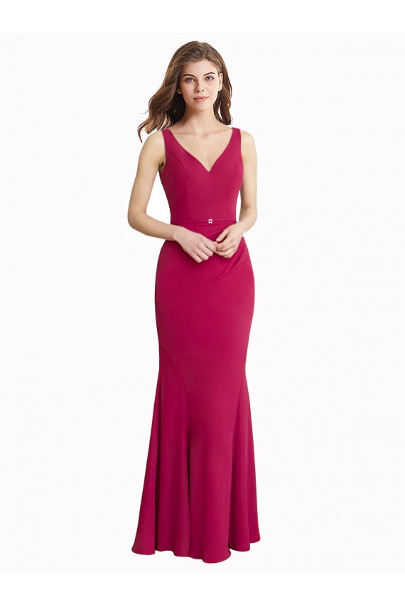 Sleeveless V-Neck V-Back Soft Chiffon Mermaid Prom Dress / Bridesmaid Dress Brisbane