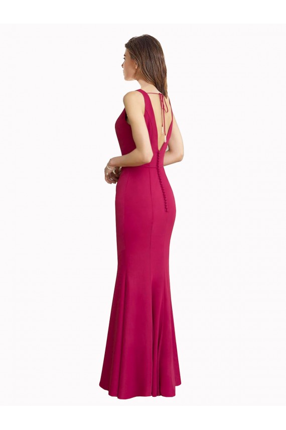 Sleeveless V-Neck V-Back Soft Chiffon Mermaid Prom Dress / Bridesmaid Dress Brisbane