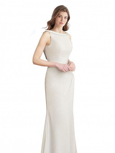 Sleeveless Boat Neck V-Back Soft Chiffon & Satin Mermaid Bridesmaid Dress Brisbane