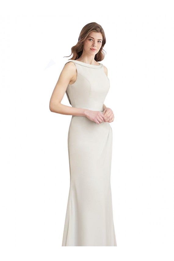 Sleeveless Boat Neck V-Back Soft Chiffon & Satin Mermaid Bridesmaid Dress Brisbane