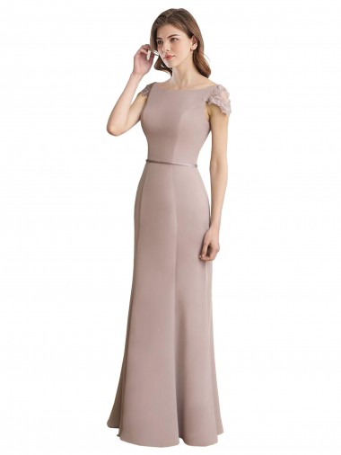 Cap Sleeves Scoop Neck Soft Chiffon & Lace Mermaid Formal Dress / Bridesmaid Dress Brisbane