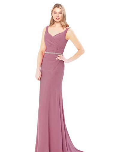 Sleeveless Sweetheart Low Back Soft Chiffon Sheath Prom Dress / Bridesmaid Dress Brisbane