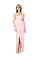 Sleeveless Pink Off the Shoulder Soft Chiffon A-Line High Low Bridesmaid Dress Brisbane