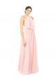 Sleeveless Pink Halter Neck Open Back Soft Chiffon A-Line Formal Dress / Bridesmaid Dress Brisbane
