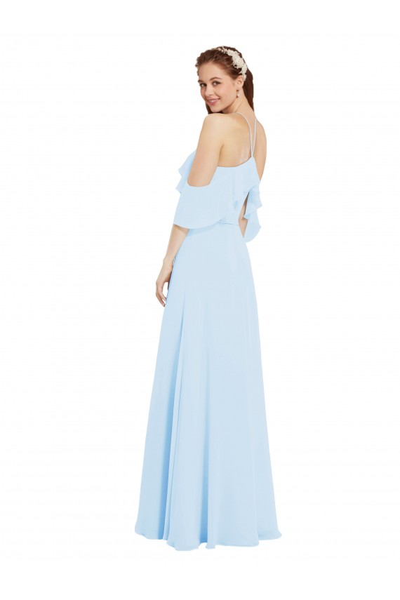 Cold Shoulder Halter Neck Soft Chiffon A-Line Formal Dress / Bridesmaid Dress Brisbane
