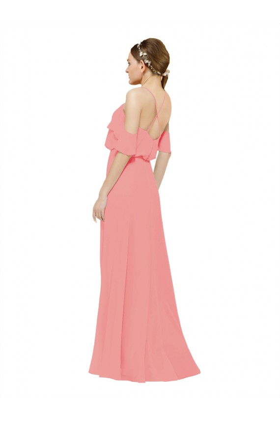 Sleeveless Watermelon Off the Shoulder Soft Chiffon A-Line Bridesmaid Dress Brisbane