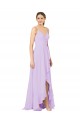 Sleeveless V-Neck Open Back Soft Chiffon Sheath High Low Bridesmaid Dress Brisbane