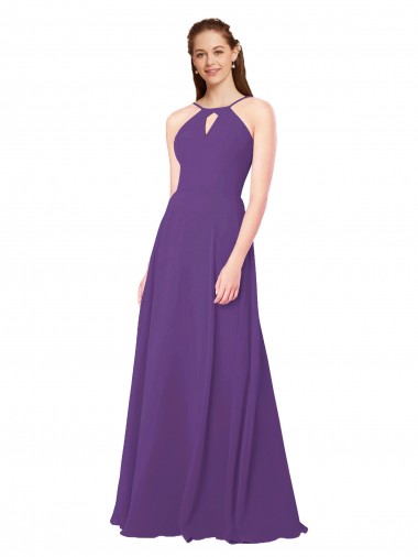 Sleeveless High Neck Soft Chiffon Sheath Bridesmaid Dress Brisbane