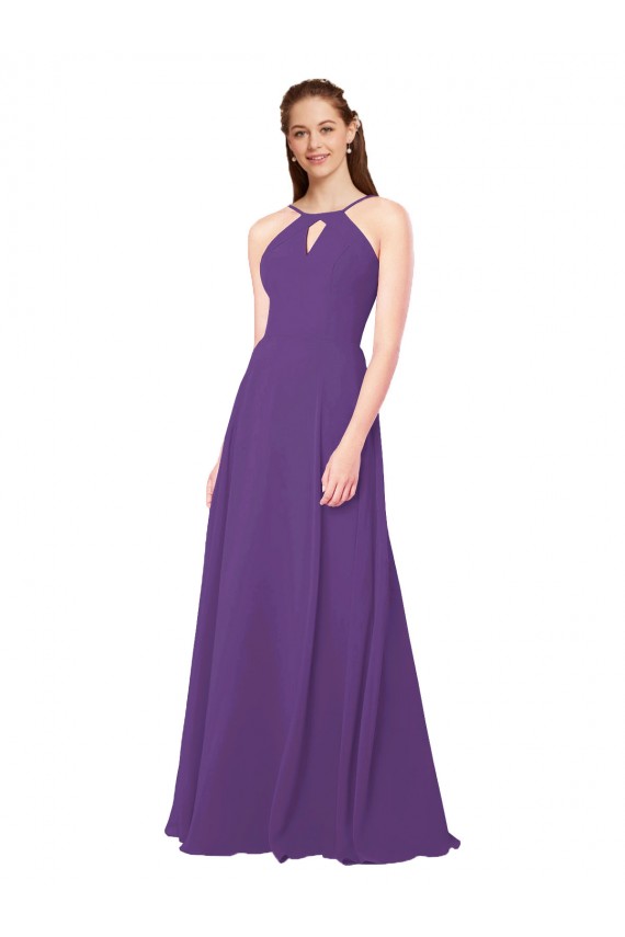 Sleeveless High Neck Soft Chiffon Sheath Bridesmaid Dress Brisbane