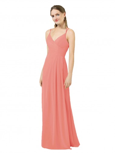 Sleeveless Desert Rose V-Neck Keyhole Back Soft Chiffon Sheath Bridesmaid Dress Brisbane