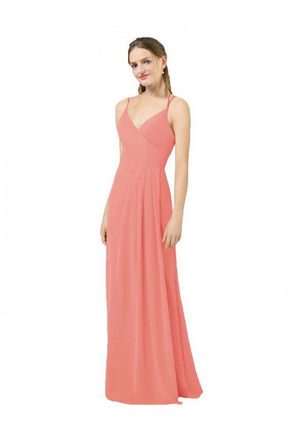 Sleeveless Desert Rose V-Neck Keyhole Back Soft Chiffon Sheath Bridesmaid Dress Brisbane