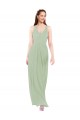 Sleeveless Smoke Green V-Neck Keyhole Back Soft Chiffon Sheath Bridesmaid Dress Brisbane