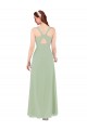 Sleeveless Smoke Green V-Neck Keyhole Back Soft Chiffon Sheath Bridesmaid Dress Brisbane