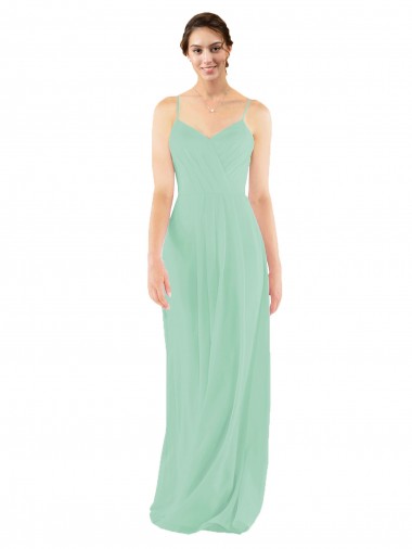 Sleeveless Mint Green V-Neck Keyhole Back Soft Chiffon Sheath Bridesmaid Dress Brisbane