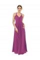 Sleeveless Wild Berry V-Neck Keyhole Back Soft Chiffon Sheath Bridesmaid Dress Brisbane