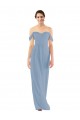 Sleeveless Dusty Blue Off the Shoulder Soft Chiffon Sheath Bridesmaid Dress Brisbane