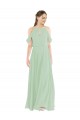 Sleeveless Sage Off the Shoulder Soft Chiffon Sheath Bridesmaid Dress Brisbane