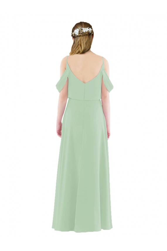 Sleeveless Sage Off the Shoulder Soft Chiffon Sheath Bridesmaid Dress Brisbane
