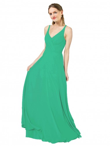 Sleeveless V-Neck Criss Cross Back Soft Chiffon Sheath Bridesmaid Dress Brisbane