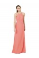 Sleeveless Desert Rose Halter Neck Keyhole Back Soft Chiffon Sheath Bridesmaid Dress Brisbane