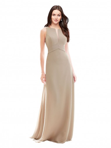 Sleeveless High Neck Soft Chiffon A-Line Bridesmaid Dress Brisbane
