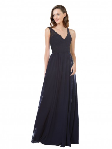 Sleeveless V-Neck Keyhole Back Soft Chiffon & Lace A-Line Bridesmaid Dress Brisbane