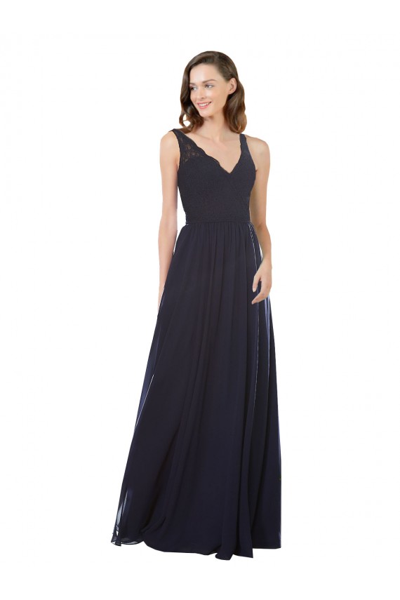 Sleeveless V-Neck Keyhole Back Soft Chiffon & Lace A-Line Bridesmaid Dress Brisbane