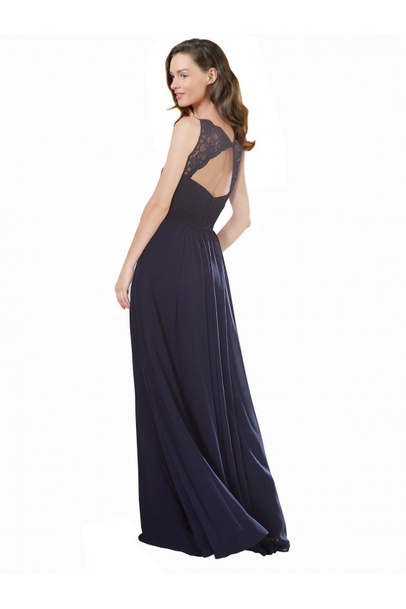 Sleeveless V-Neck Keyhole Back Soft Chiffon & Lace A-Line Bridesmaid Dress Brisbane