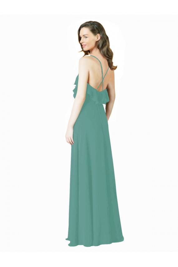 Sleeveless Icelandic Silver Spaghetti Straps Soft Chiffon A-Line Bridesmaid Gown Brisbane
