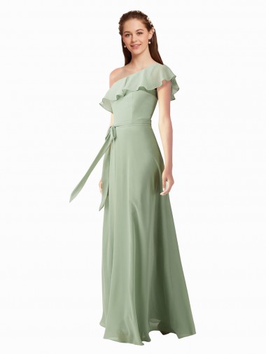 Flutter Sleeves One Shoulder Soft Chiffon A-Line Bridesmaid Dress Brisbane