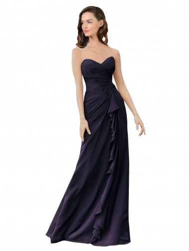 Sleeveless Dark Navy Sweetheart Soft Chiffon Sheath Bridesmaid Dress Brisbane