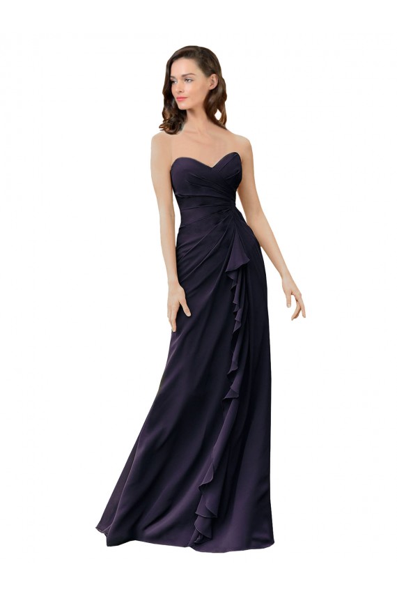Sleeveless Dark Navy Sweetheart Soft Chiffon Sheath Bridesmaid Dress Brisbane