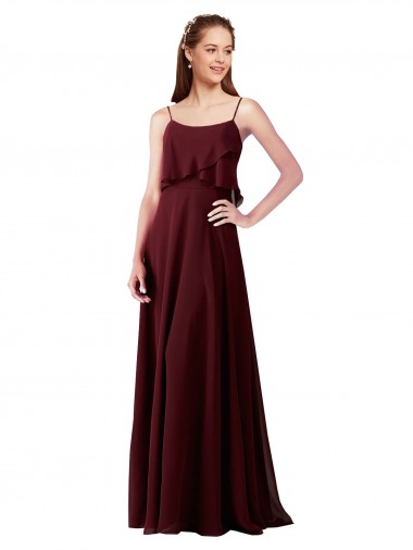 Sleeveless Spaghetti Straps Chiffon A-Line Bridesmaid Gowns Brisbane