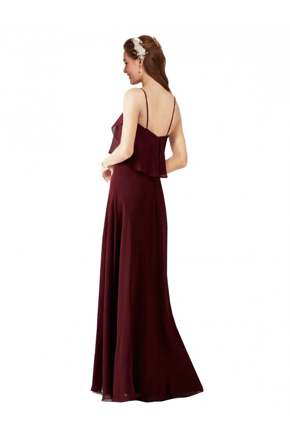 Sleeveless Spaghetti Straps Chiffon A-Line Bridesmaid Gowns Brisbane