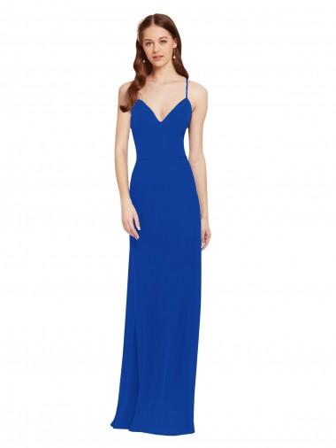 Sleeveless Spaghetti Straps Keyhole Back Soft Chiffon A-Line Bridesmaid Dress / Formal Dress Brisbane
