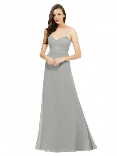 Sleeveless Silver Spaghetti Straps Chiffon A-Line Bridesmaid Dress Brisbane