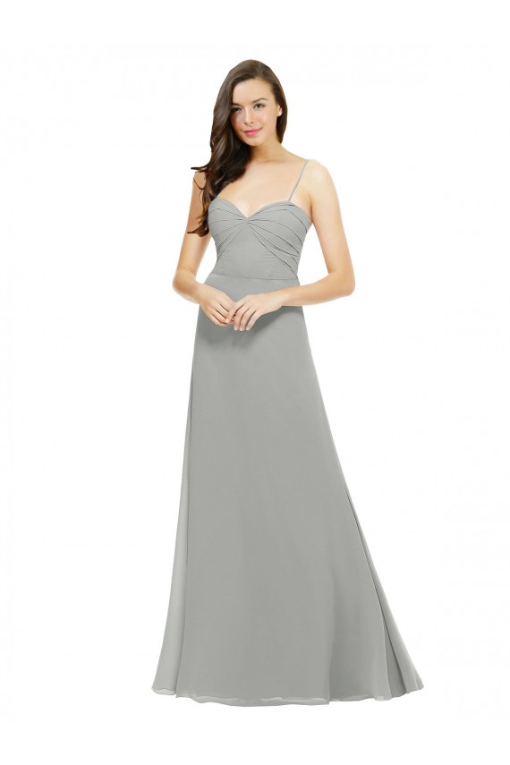 Sleeveless Silver Spaghetti Straps Chiffon A-Line Bridesmaid Dress Brisbane