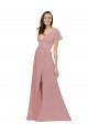Flutter Sleeves Dusty Pink V-Neck V-Back Chiffon A-Line Bridesmaid Dress / Evening Dress Brisbane