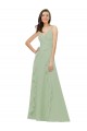 Sleeveless Smoke Green Spaghetti Straps Soft Chiffon A-Line Bridesmaid Dress Brisbane