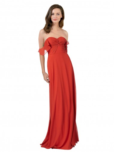 Sleeveless Red Sweetheart V-Back Soft Chiffon A-Line Bridesmaid Dress Brisbane