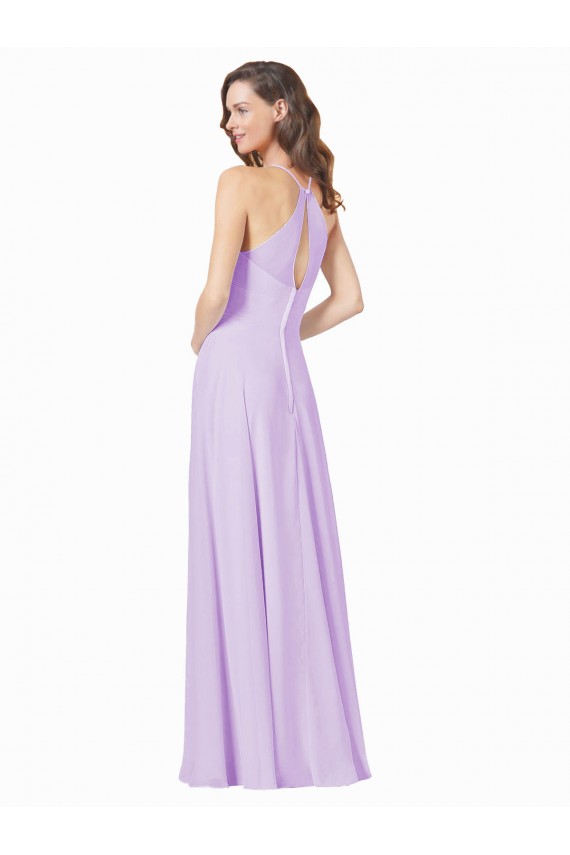 Sleeveless Lilac Spaghetti Straps Soft Chiffon A-Line Bridesmaid Gown Brisbane