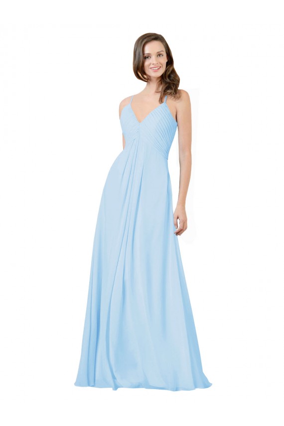 Sleeveless Spaghetti Straps Keyhole Back Chiffon A-Line Formal Dress / Bridesmaid Dress Brisbane