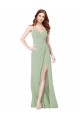 Sleeveless Smoke Green Spaghetti Straps Soft Chiffon A-Line Bridesmaid Dresses Brisbane