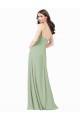 Sleeveless Smoke Green Spaghetti Straps Soft Chiffon A-Line Bridesmaid Dresses Brisbane
