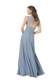 Sleeveless Dusty Blue Spaghetti Straps Keyhole Back Soft Chiffon A-Line Formal Dress / Bridesmaid Dress Brisbane