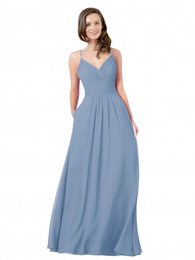Sleeveless V-Neck Criss Cross Back Chiffon A-Line Bridesmaid Dress / Evening Dress Brisbane