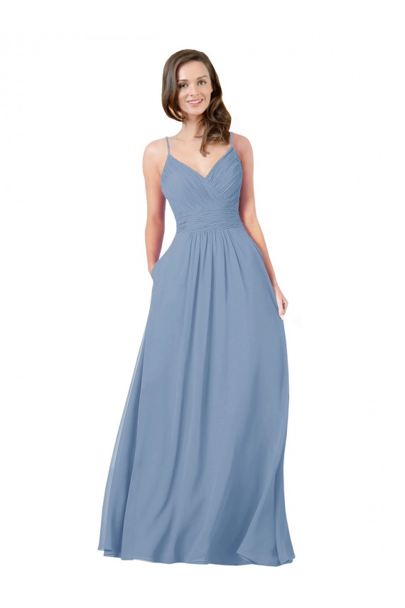 Sleeveless V-Neck Criss Cross Back Chiffon A-Line Bridesmaid Dress / Evening Dress Brisbane
