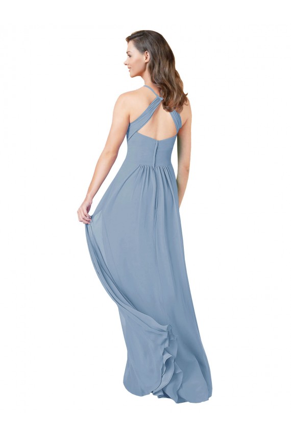 Sleeveless Halter Keyhole Back Chiffon A-Line Bridesmaid Gowns Brisbane